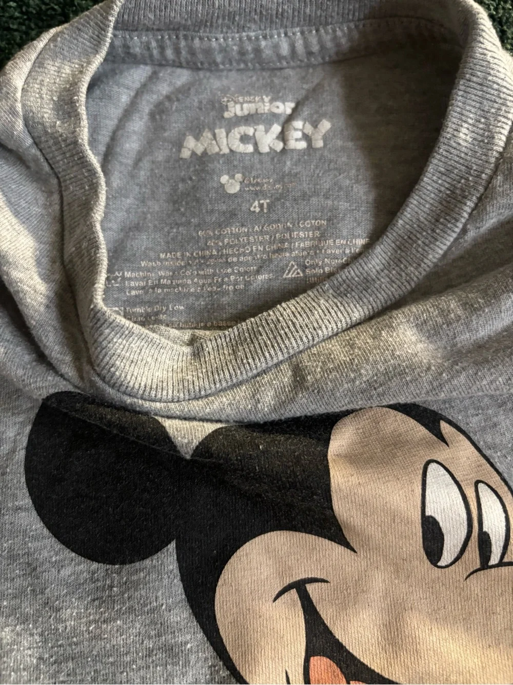 Disney Mickey Mouse Grey Kids Graphic Tee - Red & Yellow Accents